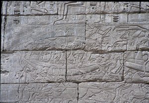 Ludzie morza, bitwa morska pod Ramzesem III, Medinet Habu, kamień 1195-64 pne