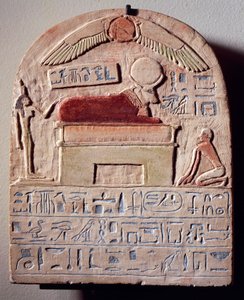 Malowana wapienna stela boga Apisa autorstwa Egyptian 21st Dynasty