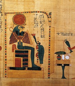 Mitologiczny papirus Imenemsaufa, głównego nosiciela Amona. Szczegół: bóg Ra-Harakhti