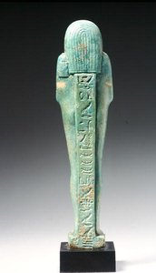 Widok z tyłu figury Ushabti dla Nacht-Hor-em-heb-mes-em-khereden, późny okres dynastyczny, ok. 600 pne (fajans) (patrz 241439 na froncie) autorstwa Egyptian 26th Dynasty