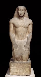 Posąg klęczącego Nachtorheba, okres saitów, ok. 595-589 pne (kwarcyt) (patrz także 105657 i 280065)