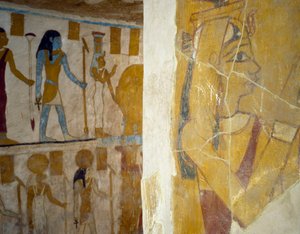 Malowidła ścienne z grobowca Pa Nentwy, Oaza Bahariya, Giza, Egipt Cywilizacja egipska, 26. dynastia, 663-525 p.n.e. autorstwa Egyptian 26th Dynasty