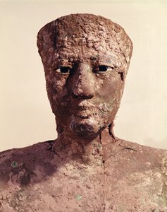 Posąg Pepi I (2289-2255 pne) szczegół głowy, znaleziony w Hierakonpolis, c.2281-2241 pne (miedź)