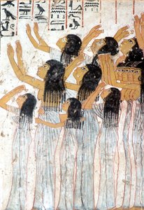Starożytny Egipt, Malarstwo, Fresk, Płaczące kobiety w procesji pogrzebowej, Grobowiec Ramose, Teby autorstwa Egyptian Egyptian