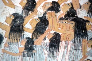 Starożytny Egipt, Malarstwo, Płaczące kobiety w procesji pogrzebowej, Grobowiec Ramose, Dolina Szlachetnych, Teby autorstwa Egyptian Egyptian