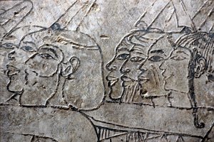 Starożytny Egipt, malowidło ścienne, azjatyccy jeńcy, styl Amarna, grobowiec Ramose, Dolina Szlachetnych, Teby autorstwa Egyptian Egyptian
