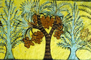 Starożytny Egipt, malowidło ścienne, palmy daktylowe i drzewa, grobowiec Sennedżema, Teby, Deir el Medina autorstwa Egyptian Egyptian