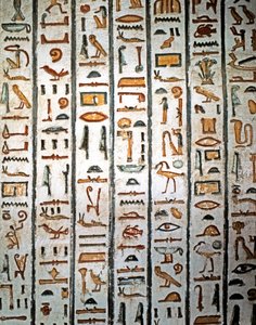 SZTUKA EGIPSKA: Hieroglif. Z grobowca Setiego I w Dolinie Królów. (fresk) autorstwa Egyptian Egyptian