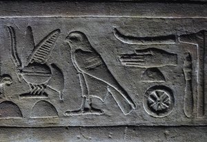 Hieroglyps, Pszczoła Faraona i Sokół Horusa, Świątynia Horusa, Edfu autorstwa Egyptian Egyptian
