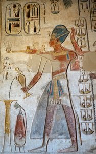 Faraon, Świątynia Horusa, Edfu (fresk) autorstwa Egyptian Egyptian
