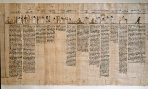 Egipski antyk: Papirus Księgi Umarłych. Okres ptolemejski. Turyn, Muzeum Egipskie - Starożytny Egipt: papirus z Księgi Umarłych. Okres ptolemejski. Muzeum Egipskie, Turyn, Włochy