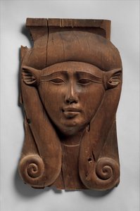 Panel z kolumny Hathor, 380-200 pne (cedr) autorstwa Egyptian Ptolemaic Period