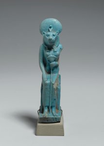 Siedząca figura Sekhmeta, 305-30 pne (szkliwiony fajans) autorstwa Egyptian Ptolemaic Period