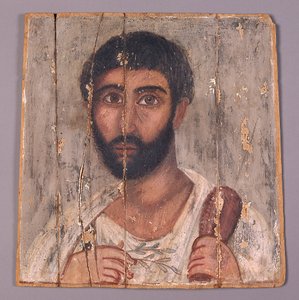 Portret brodatego mężczyzny ze świątyni, ok. 100 r. n.e. (tempera na drewnie)
