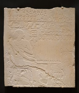 Relief z grobowca Khnumti, ok. 2345-2184 p.n.e. (biały wapień) autorstwa Egyptian School