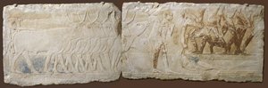 Ulga chłopów prowadzących bydło i rybołówstwo, Stare Królestwo, 2450-2290 pne (malowany wapień)