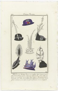 Akcesoria Journal des Dames et des Modes, Costumes Parisiens, 1914, nr 171: Kapelusze Arletta (...) autorstwa Eiger