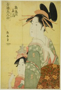 Hanaogi of the Ogiya, z serii „Piękne dzielnice przyjemności (Seiro bijin awase)” autorstwa Eishōsai Chōki
