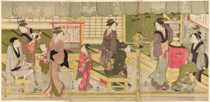 Frontowy pokój Naniwaya (Naniwaya misesaki) autorstwa Eishōsai Chōki
