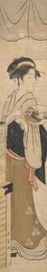 Młoda dama z wentylatorem. autorstwa Eishōsai Chōki