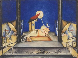 Scenografia do Opery Bastien und Bastienne W. A. Mozarta, 1925 autorstwa Ekaterina Petrova Troitskaya