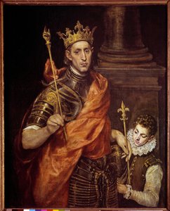 Portret św. Ludwika (Ludwik IX) z jedną stroną (1214-1270) Obraz Domenikos Theotokopoulos dit El Greco (1541-1614) Nd. 1,20 x 0,96 m² autorstwa El Greco