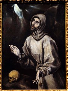 Św. Franciszek z Asyżu (1181-1226) napiętnowany Obraz (Vanita) autorstwa Domenikosa Theotokopoulosa dit El Greco (1541-1614) 1595 nd. 0,76x0,57 m Pau, Muzeum Sztuk Pięknych autorstwa El Greco