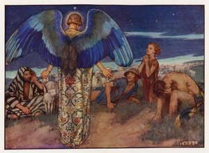 Kolędy: Podczas obserwowania pasterzy (kolor lito) autorstwa Eleanor Fortescue Brickdale