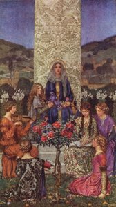 Nasza pani śpiewa Magnificat, Tonami przewyższającymi słodycz (kolor lito) autorstwa Eleanor Fortescue Brickdale