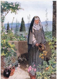 Św. Klara w ogrodzie założonego przez siebie klasztoru (lito) autorstwa Eleanor Fortescue Brickdale