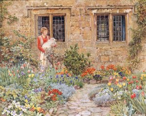 Matka i dziecko w ogrodzie kwiatowym autorstwa Eleanor Fortescue-Brickdale