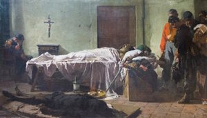 Corpo de Luciano Manara visitado por soldados poloneses