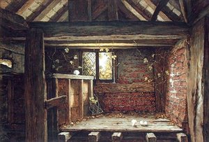 Wśród Rafters, Speke Hall, Liverpool (akwarela na papierze na pokładzie) autorstwa Elias Mollineaux Bancroft
