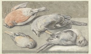 Martwa natura z czterema martwymi ptakami autorstwa Elias Vonck