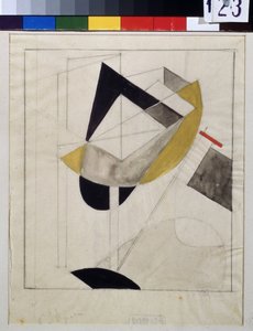 Proun 19 (Proun 19) - Dzieło Lazara Lissitskiego dit El Lissitskij (Lissitsky lub Lissitski lub Lissitzky) (1890-1941), gwasz i tusz na papierze, ok. 1920 - rosyjska awangarda, początek XX w., sztuka abstrakcyjna - Państwo Tretiakow Galeria , Moskwa autorstwa Eliezer Markowich Lissitzky