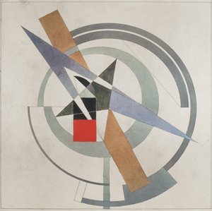 Koturn z czerwonym kwadratem (gwasz na papierze) autorstwa Eliezer Markowich Lissitzky