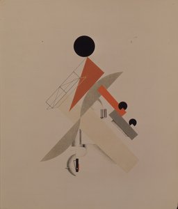 Obieżyświat. Figurka do opery Zwycięstwo nad słońcem A. Kruchenycha, 1920-1921 autorstwa Eliezer Markowich Lissitzky