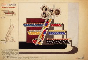 Ruchoma Witryna do księgarni Okno wydawnictwa Ziemia i Fabryka autorstwa Eliezer Markowich Lissitzky