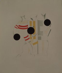 Sportowcy. Figurka do opery Zwycięstwo nad słońcem A. Kruchenycha, 1920-1921 autorstwa Eliezer Markowich Lissitzky