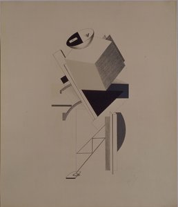 Silny facet. Figurka do opery Zwycięstwo nad słońcem A. Kruchenycha, 1920-1921 autorstwa Eliezer Markowich Lissitzky