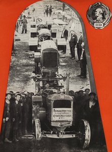 Fabryka Traktorów Stalingrad. Ilustracja z ZSRR buduje socjalizm, 1933. autorstwa Eliezer Markowich Lissitzky