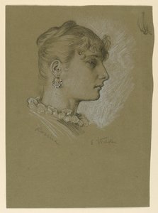 Rysunek, Głowa kobiety, profil: Rosina, ok. 1885 r. autorstwa Elihu Vedder