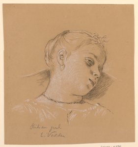 Rysunek, Głowa włoskiej dziewczynki, ok. 1885 r. autorstwa Elihu Vedder