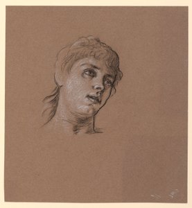 Rysunek, szkic portretowy młodej dziewczyny, ok. 1885 r. autorstwa Elihu Vedder