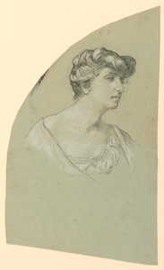 Rysunek, szkic portretowy młodej kobiety, ok. 1885 r. autorstwa Elihu Vedder