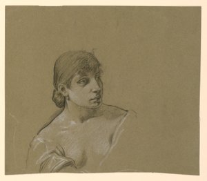Rysunek, Portret młodej kobiety, ok. 1885 r. autorstwa Elihu Vedder
