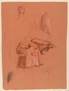 Rysunek, studium postaci i draperii, ok. 1885 r. autorstwa Elihu Vedder