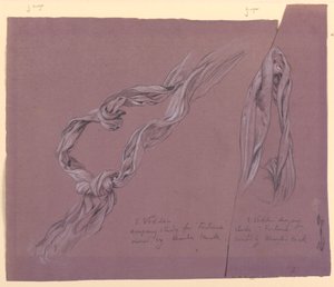 Rysunek, studium draperii dla postaci "Fortuny", ok. 1877 r. autorstwa Elihu Vedder