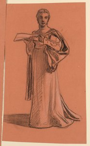 Rysunek, studium postaci w "Procesji weselnej", ok. 1872 r. autorstwa Elihu Vedder