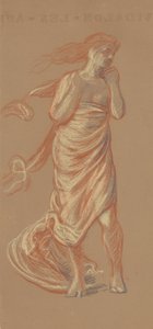 Stojąca drapowana figura kobieca, ok. 1872-77 (kredka na tkanym papierze) autorstwa Elihu Vedder